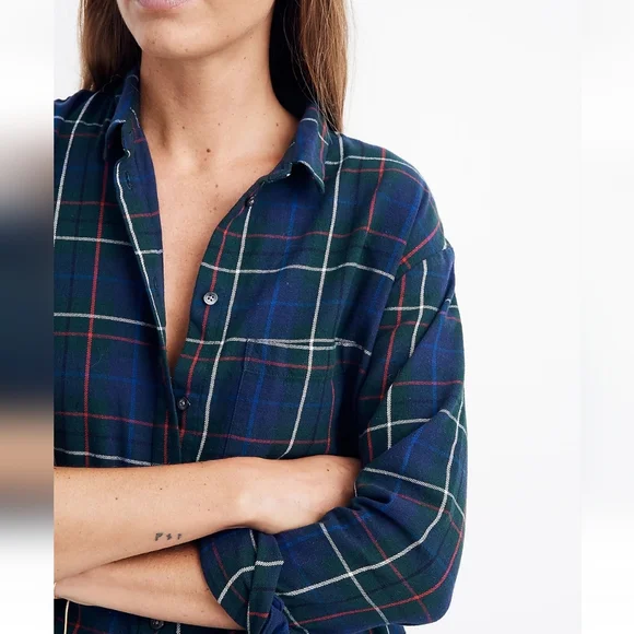 Madewell Flannel Oversized Ex-Boyfriend Button Down T-Shirt sz XXS - Picture 3 of 13